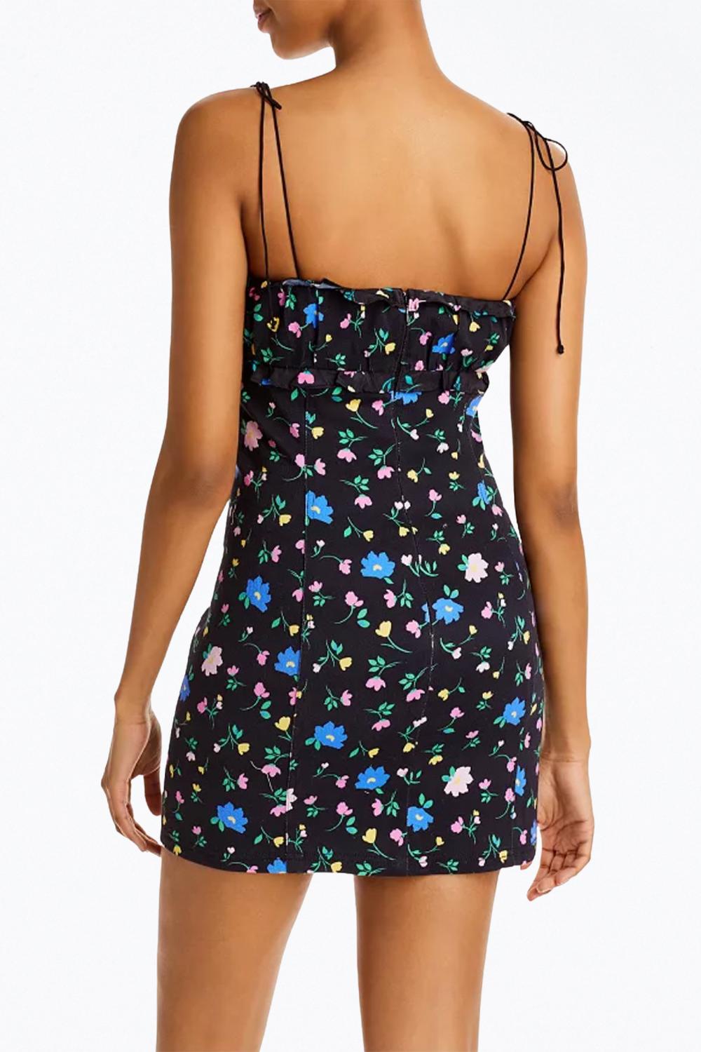 ROBIN RUCHED FLORAL-PRINT MINI DRESS