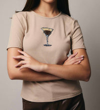 Sunday Edition Espresso Beaded Top in brown - women's t-shirt