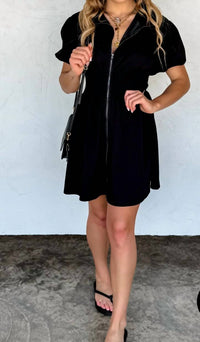 BLAKELEY Marren Zip Front Mini Dress in black - women's dress