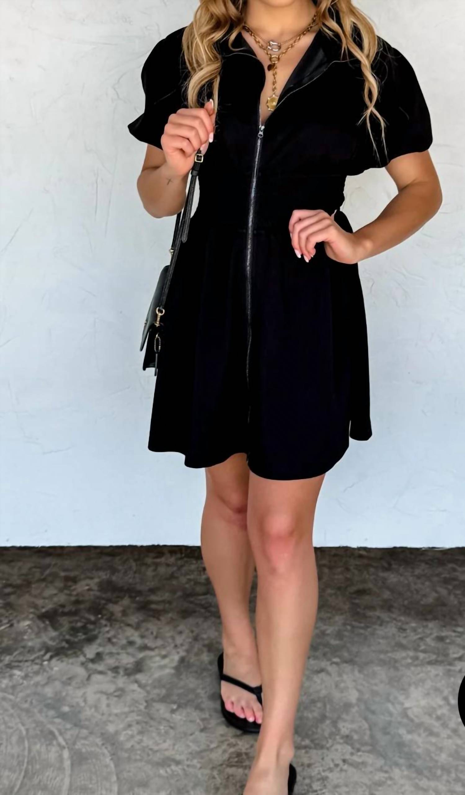 BLAKELEY Marren Zip Front Mini Dress in black - women's dress