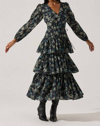 Astr - Franchesca Tiered Ruffle Floral Maxi Dress