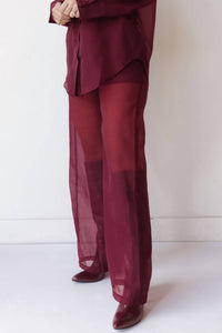 Mimosa Sheer Elegance Pants in burgundy wine - women's pants - alternate view