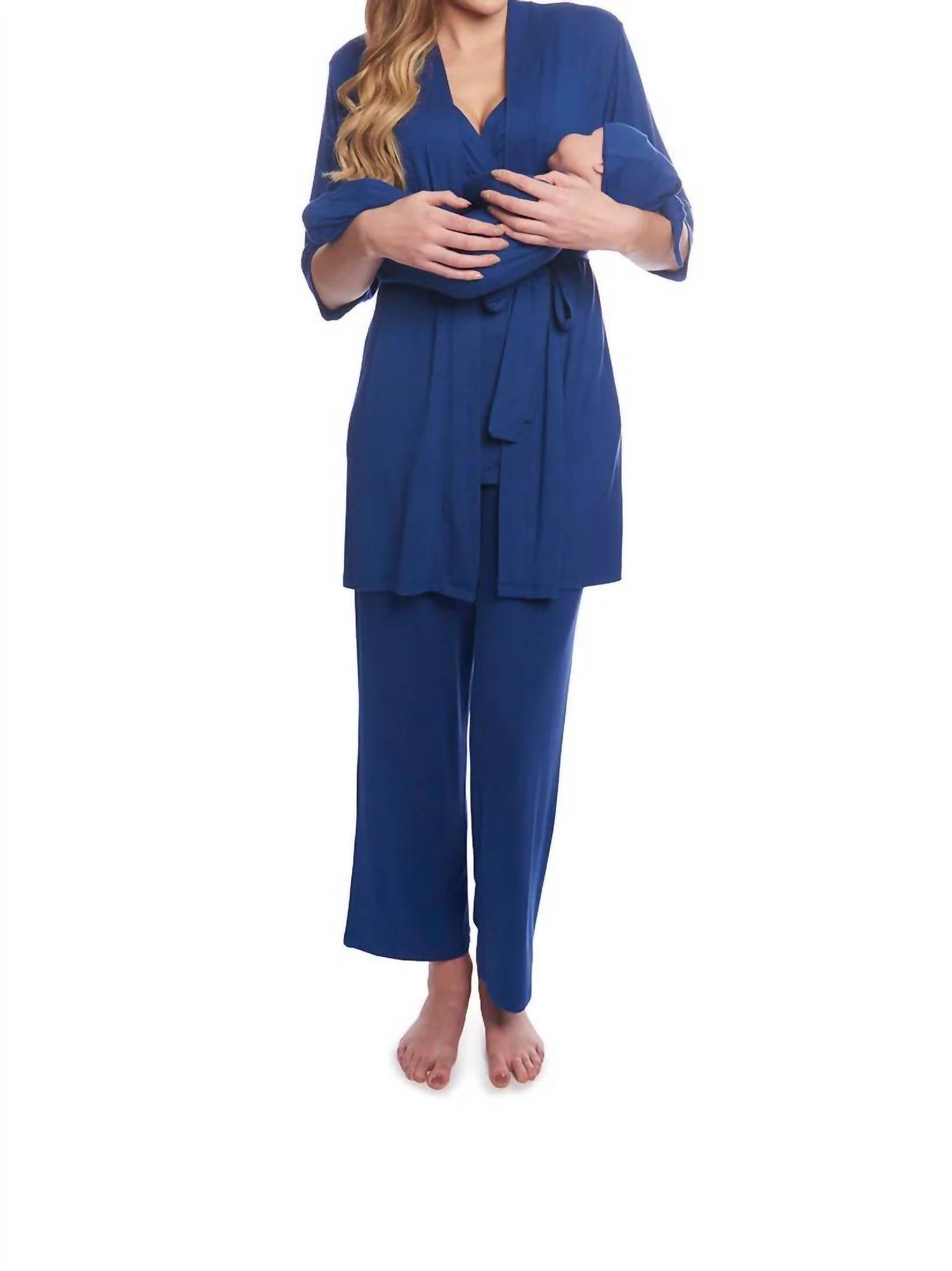 Everly Grey Analise 5 Piece Pajama Set in denim blue - women's sleepwear