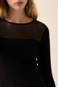 Promesa - SHAPER FIT MESH YOKE SOLID RIB-KNIT TOP