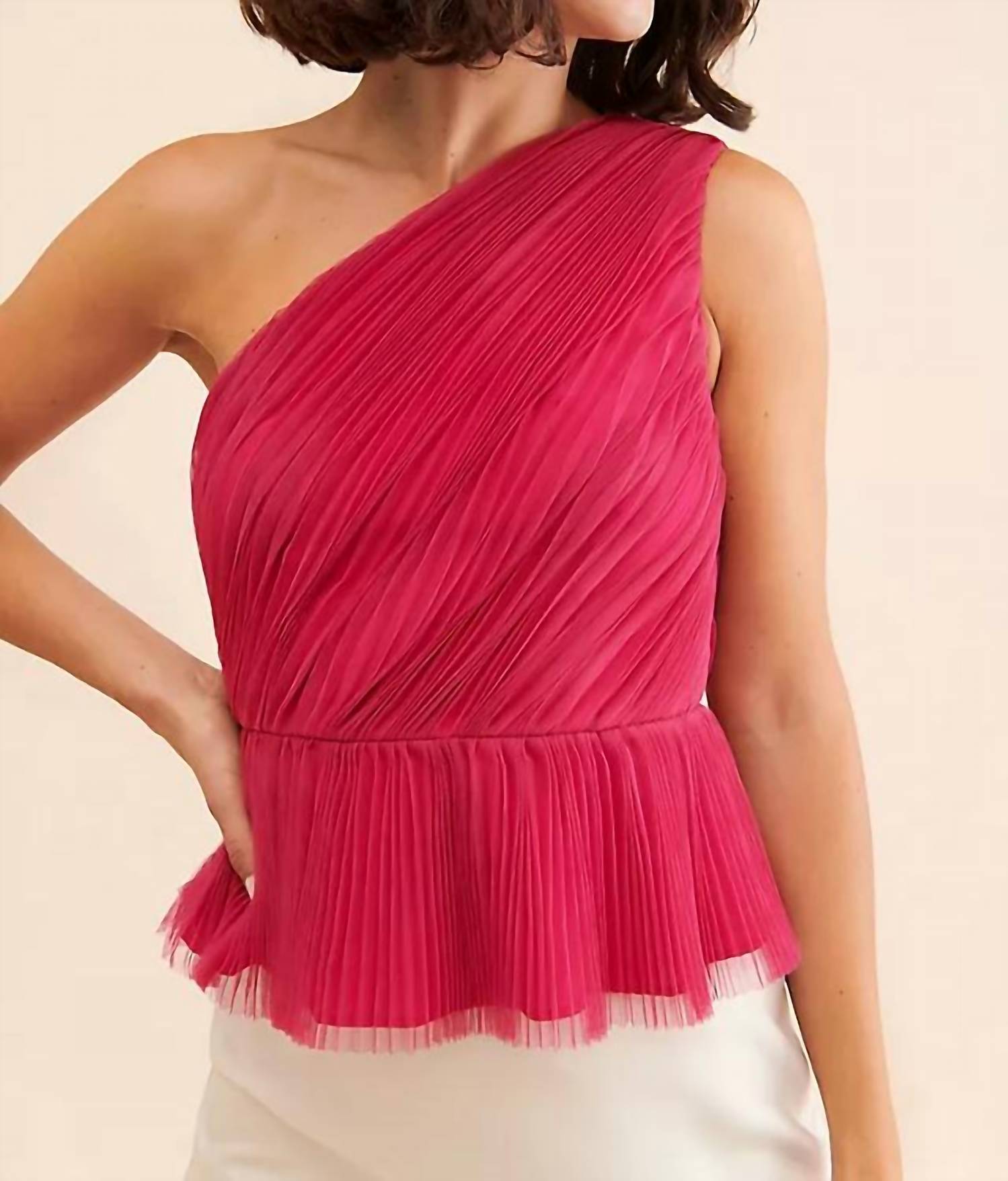Hutch - Lia Peplum One Shoulder Tulle Top