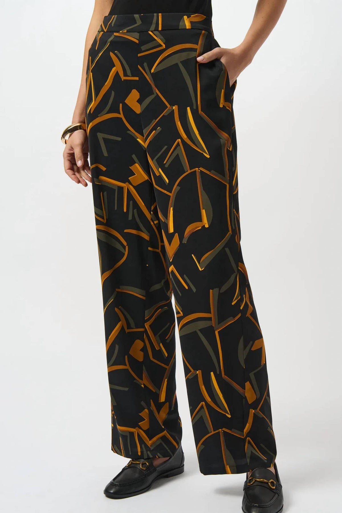 Joseph Ribkoff - Geometric Print Wide Leg Pants
