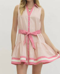 Entro - Button Up Tie Waist Dress