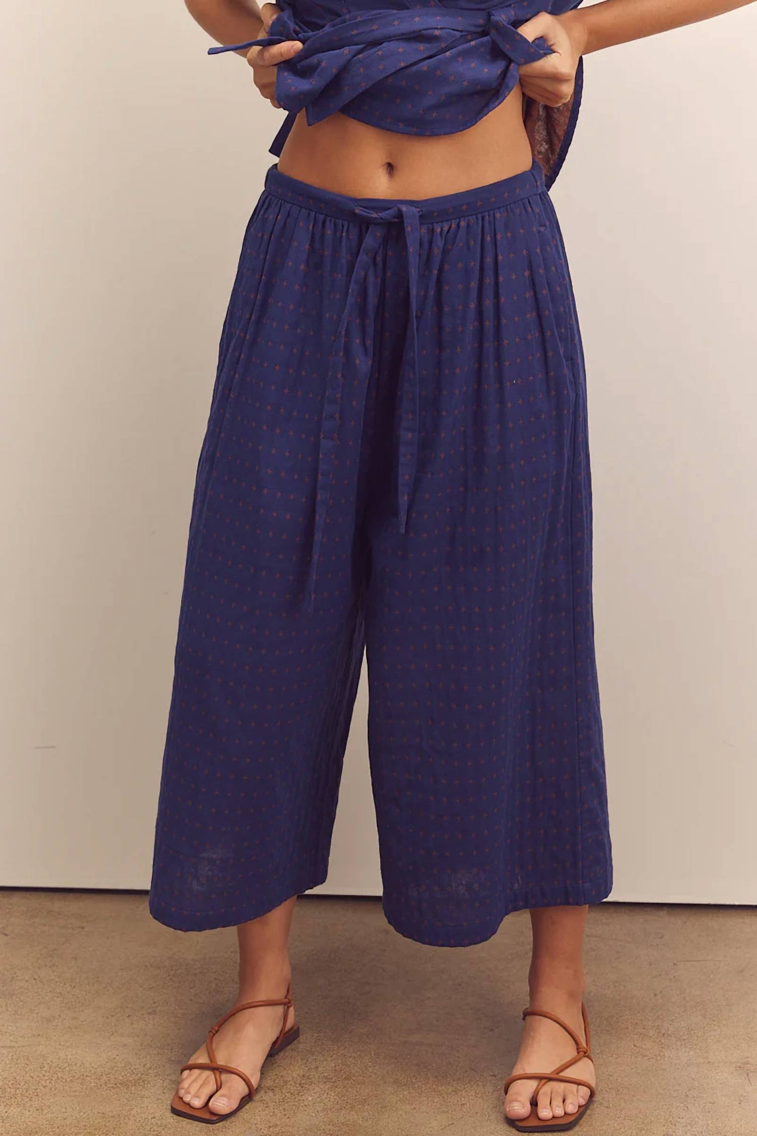 Amente - Drawstring Wide Leg Pants