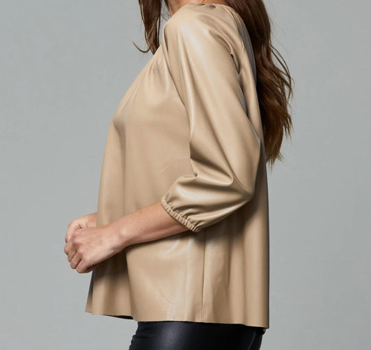 Dolce Cabo - Blakely Faux Leather Puff Sleeve Top