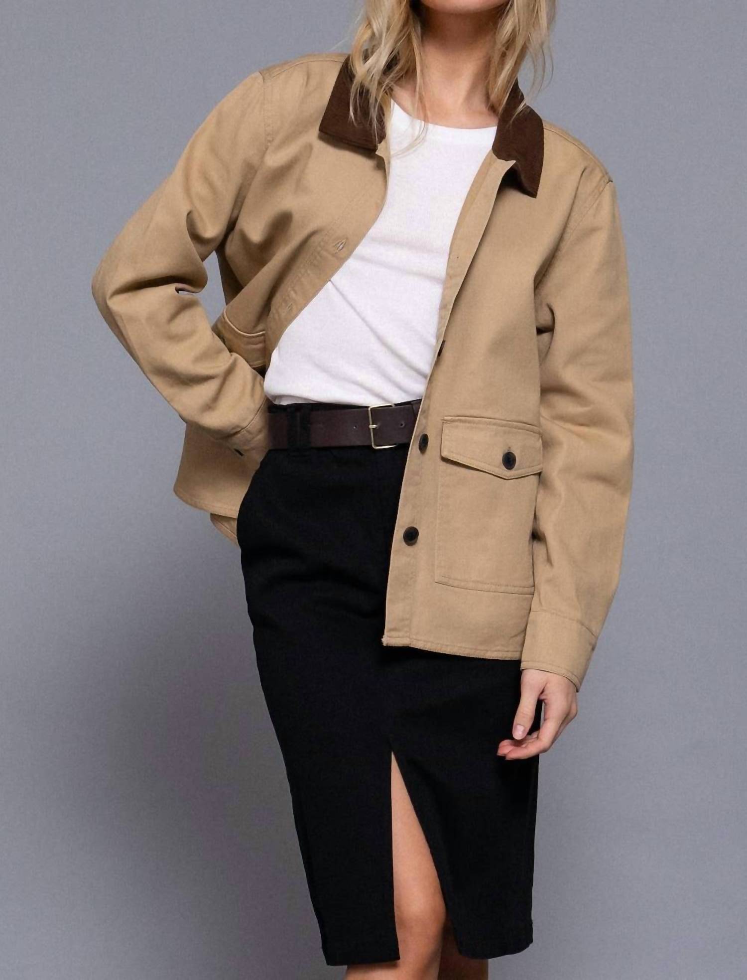 Active Basic - Corduroy Collar Twill Work Jacket