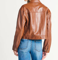 Dex - BUTTON FRONT FAUX LEATHER JACKET