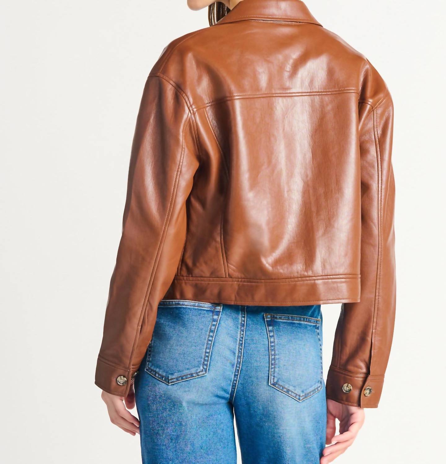 Dex - BUTTON FRONT FAUX LEATHER JACKET
