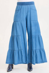 Xcvi - Dugan Mock-denim Side Tiered Wide Leg Pant