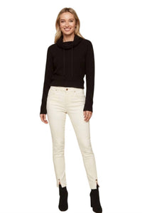 Charlie B - Slim Straight Twill Pants With Side Zipper