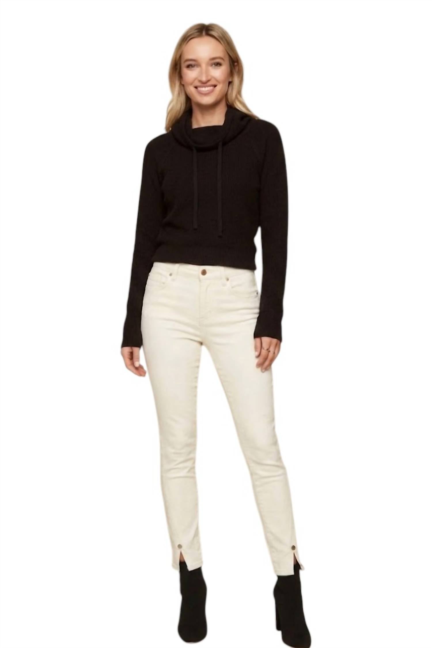 Charlie B - Slim Straight Twill Pants With Side Zipper