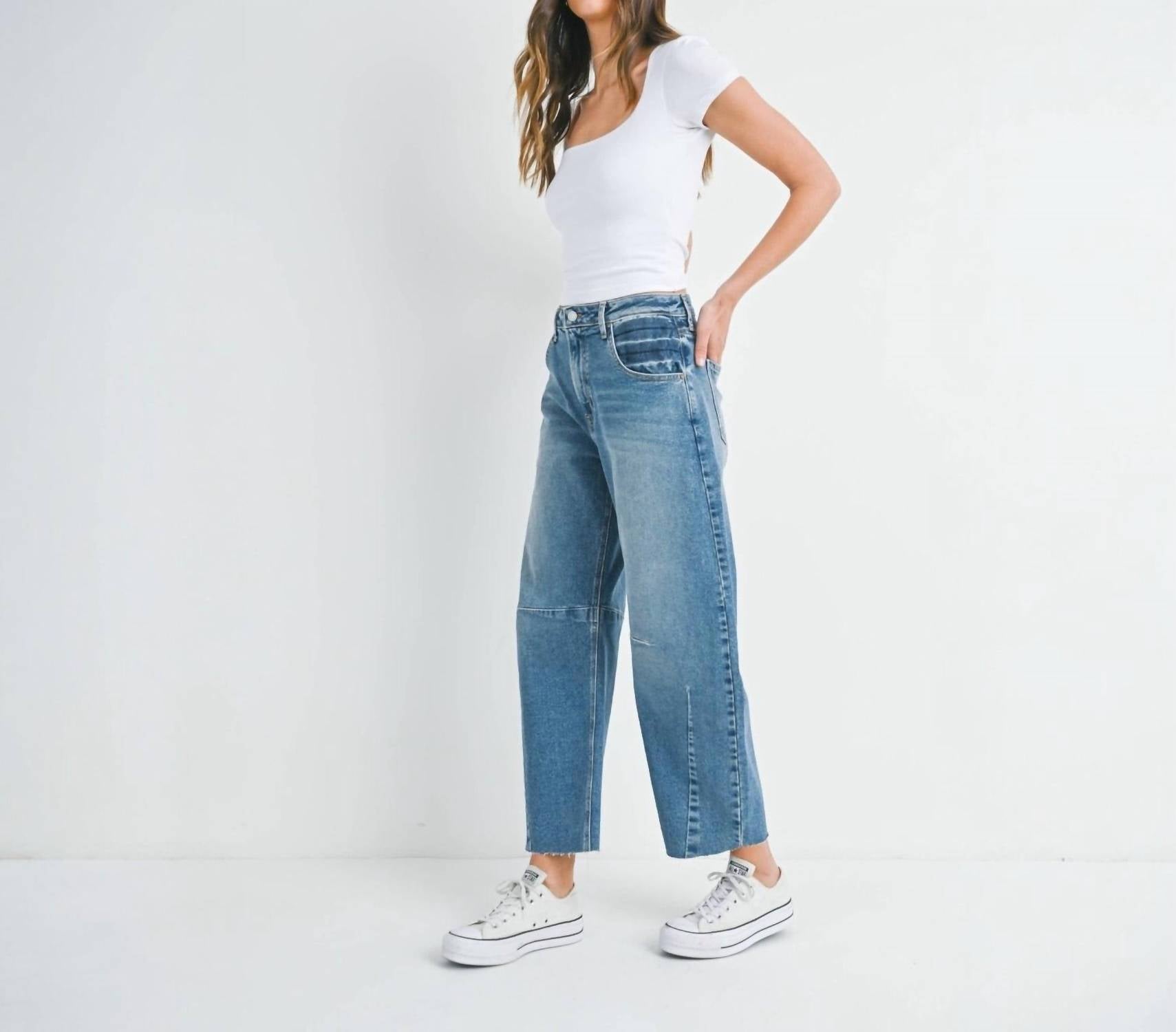 Just Black Denim - Seamed Barrel Denim Jeans