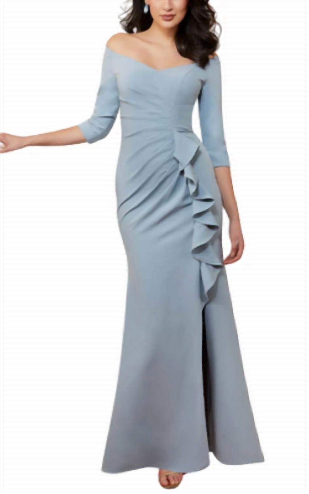 Mgny - Fit and Flare Ruffled Jersey Evening Gown