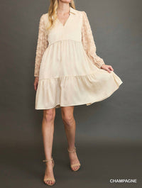 Umgee - V Neck Satin Mini Dress