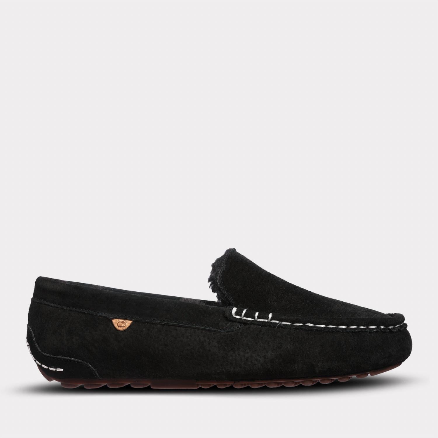Lamo Women's Callie Slip-on Moccasin in black - women's shoe - detail view