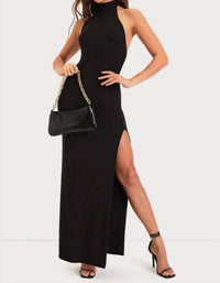 Lulus - Flawless Expression Mock Neck Halter Maxi Dress