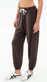 SPLITS59 Andie Fleece Sweatpant in dark chocolate - women's pants - detail view