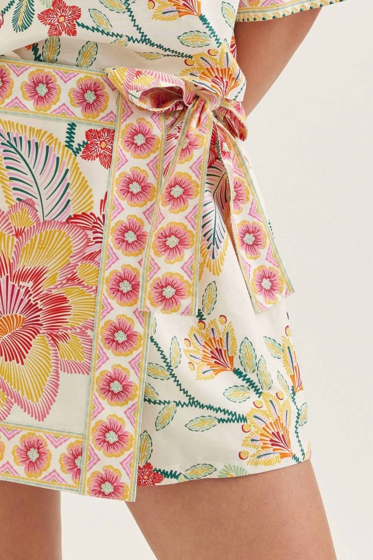 Entro - Botanical Print Wrap Front Skort