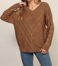 Timing Chevron Detail Oversized Sweater in brown - women's sweater