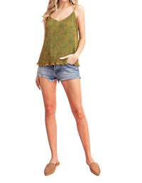 Eesome - Esmeralda Pleated Cami Top With Lettuce Hemline