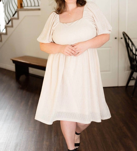 Polagram - Square Neck Puff Sleeve Midi Dress - Plus