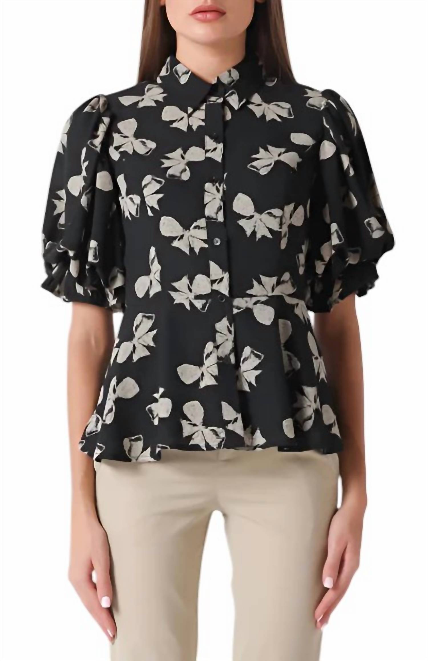 Gracia - Peplum Hem Blouse