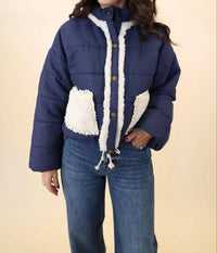 Miou Muse - Women's Sherpa Pocket Quilted Jacket