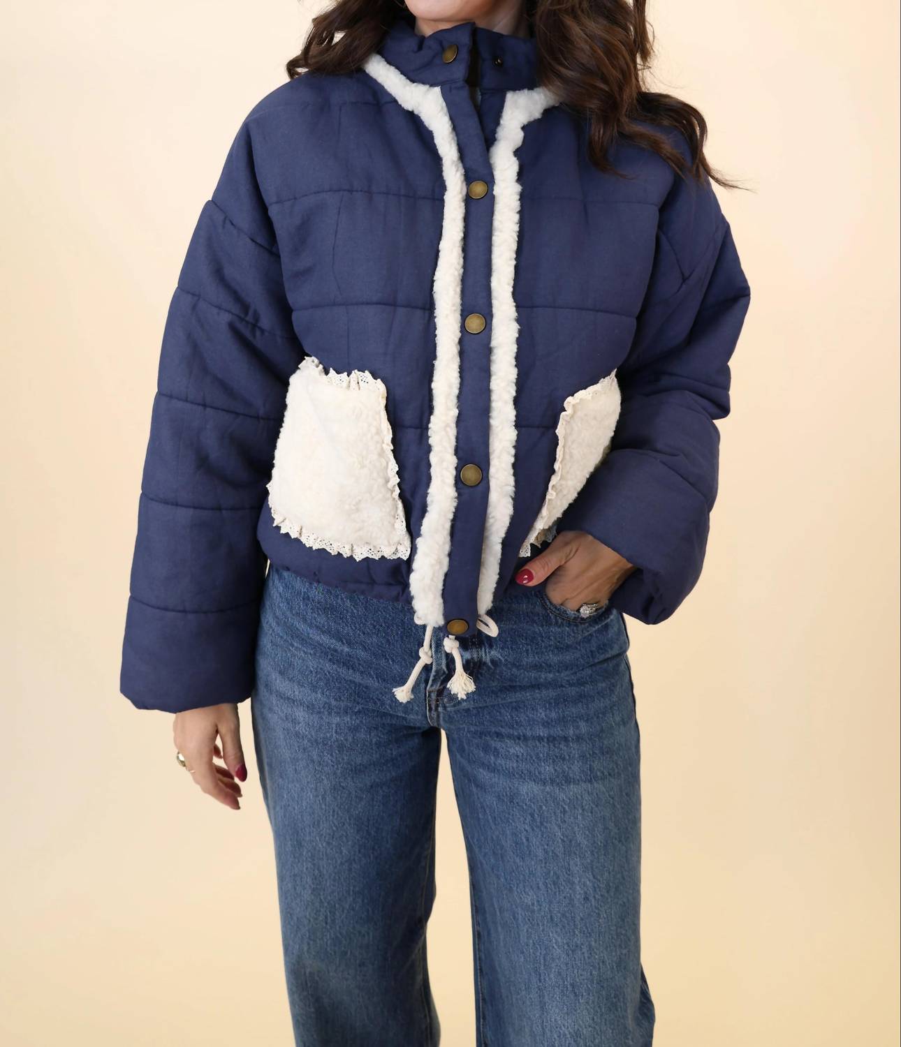 Miou Muse - Women's Sherpa Pocket Quilted Jacket