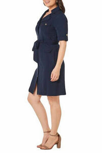 Sharagano - Collared Short Sleeve Button Down Dress