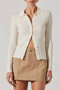 Astr - Eliot Collared Button-up Sweater