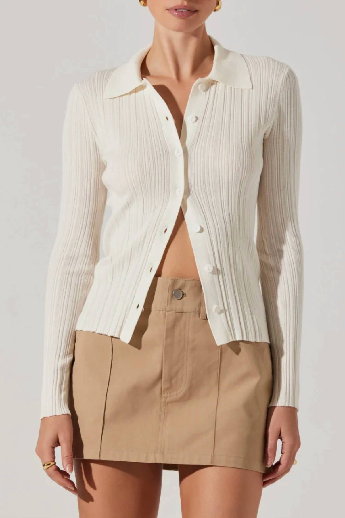 Astr - Eliot Collared Button-up Sweater