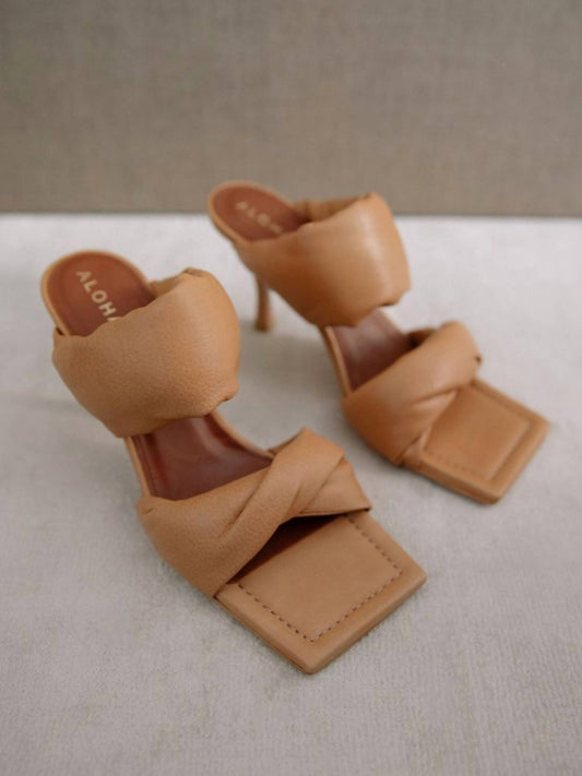 Twist Strap Leather Mules