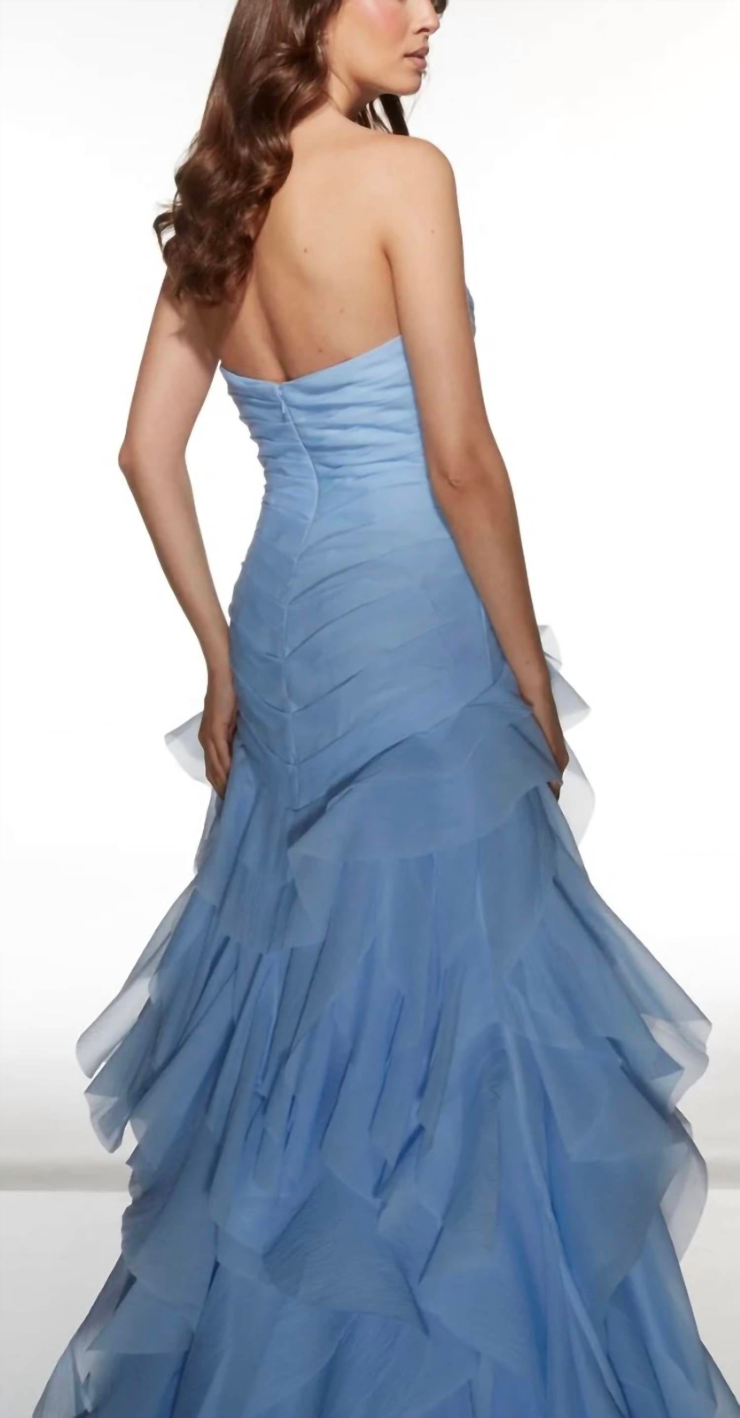 ALYCE PARIS Strapless ruffle gown in periwinkle - women's dress - alternate view