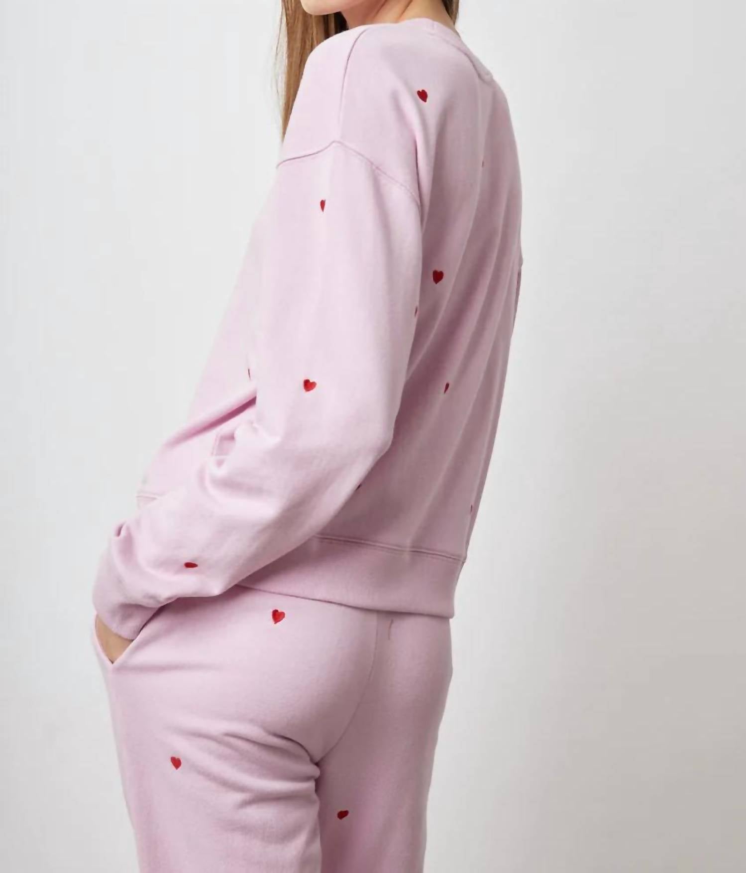 Rails Ramona Sweatshirt in red hearts - women's top - alternate view