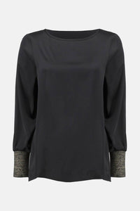 Joseph Ribkoff - Metallic Knit Cuffed Top