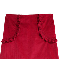 bella bliss Girls Peppa Skirt in red corduroy - kids' skirt - detail view