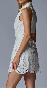 Hevron Domino Dress in eyelet white - women's dress - detail view