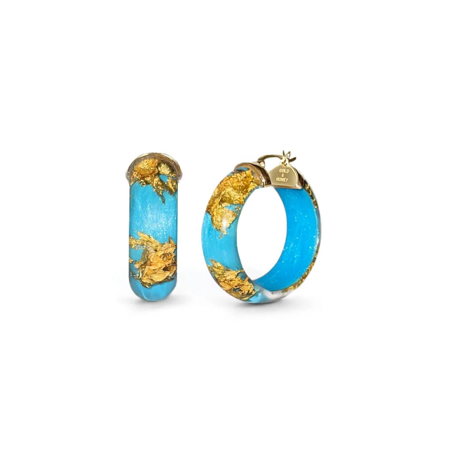 Gold & Honey - Women's Mini Lucite Hoop Earrings