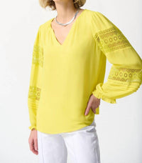 Joseph Ribkoff - V-neck Lace Detail Sleeve Relaxed Blouse