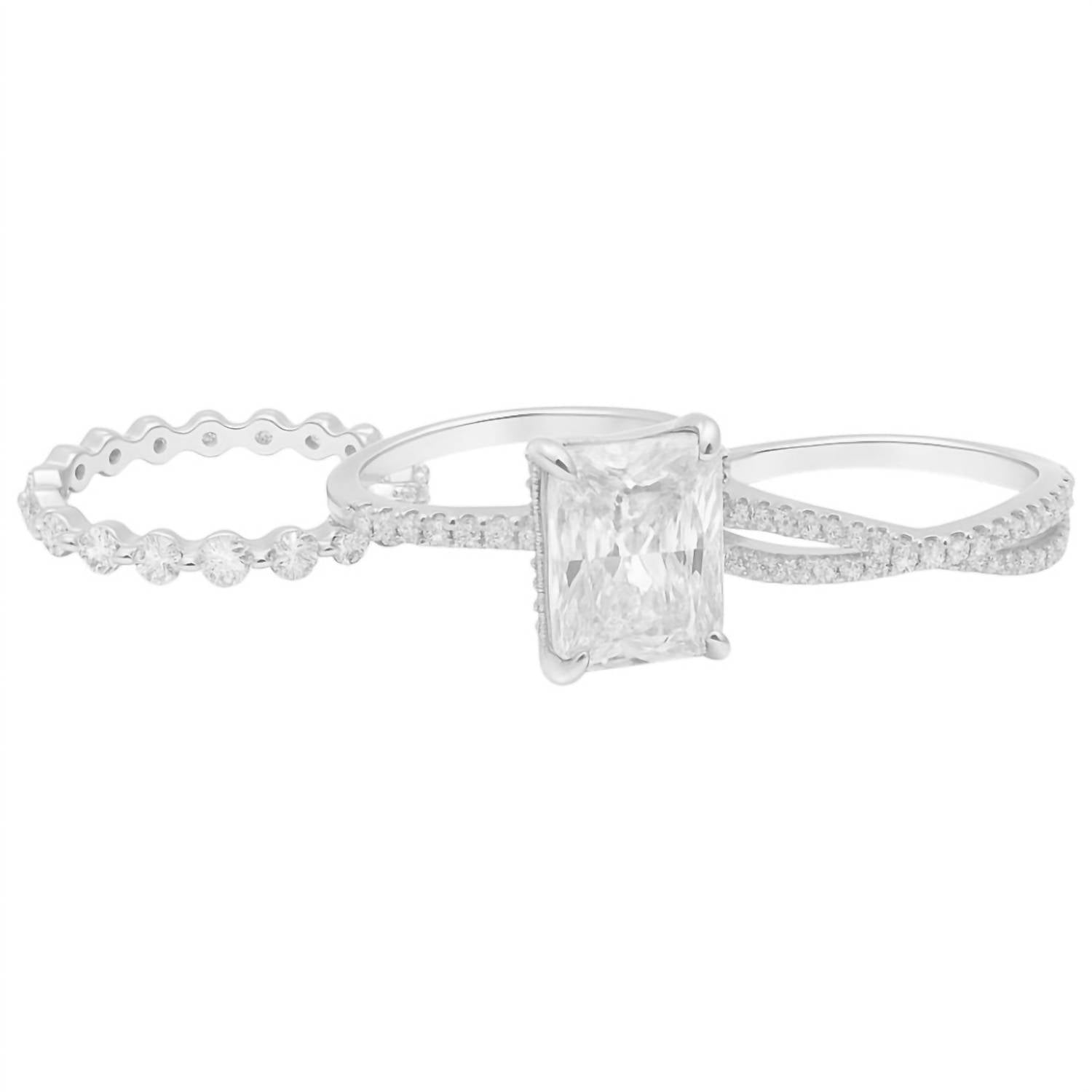 Allyanna Gifts - Women's Radiant Cut Moissanite Ring - 3 Piece Set