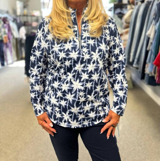 Lulu-B - Bahama Print Half Zip Pullover
