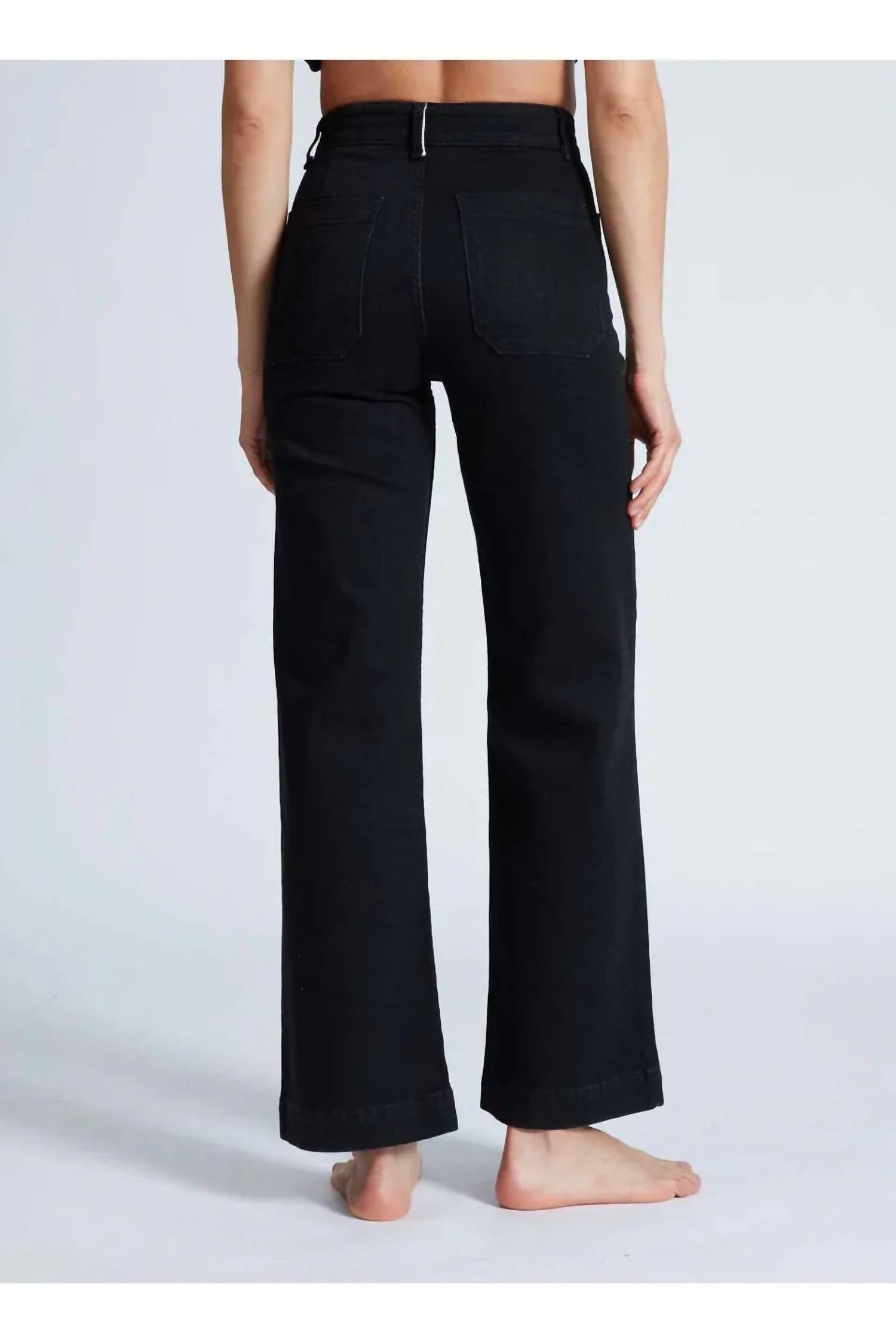 ASKK NY Sailor Wide Leg Pants in black resin - women's pants - detail view