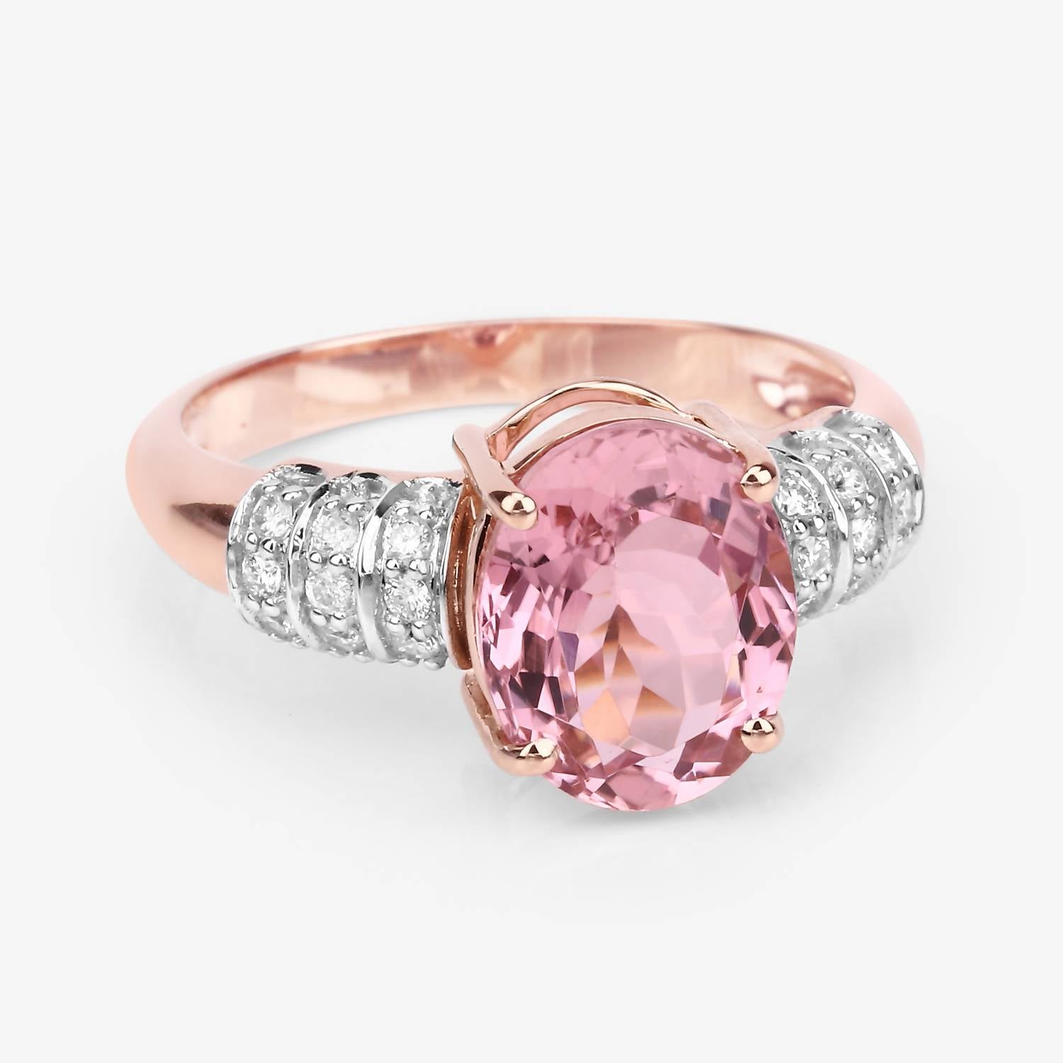 Diana M Jewels Women's Oval Natural Tourmaline Fashion Ring (3.11 Ct) - Signature Plus in 14k rose gold - women's jewelry - detail view