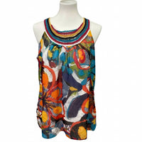 Ny Collection - Women's Crochet Neck Flowy Floral Tank Top