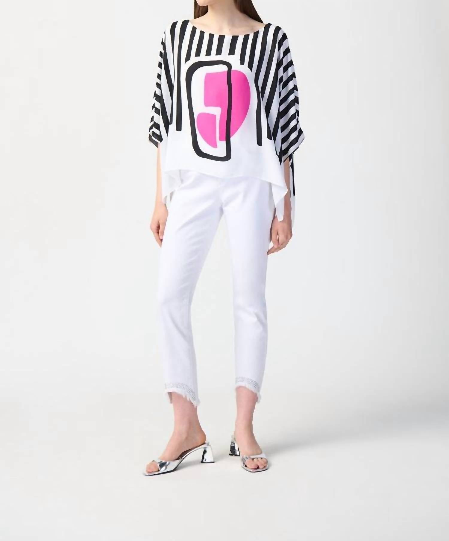 Joseph Ribkoff Adeline Abstract Print Georgette Poncho Top in multi - women's sweater - view 4