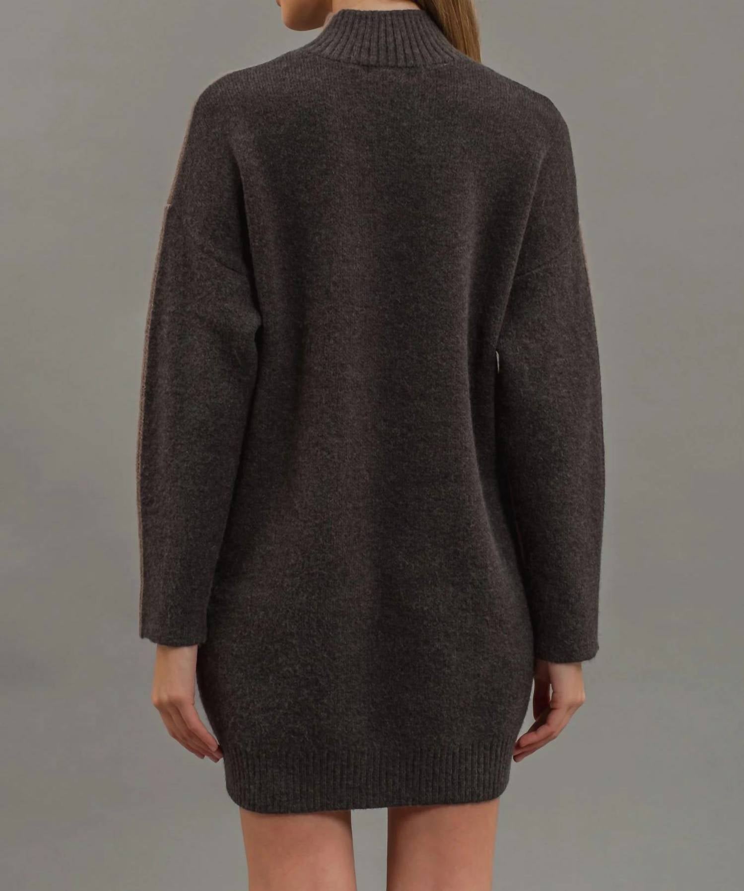 Blu Pepper - Mock Neck Colorblock Sweater Dress